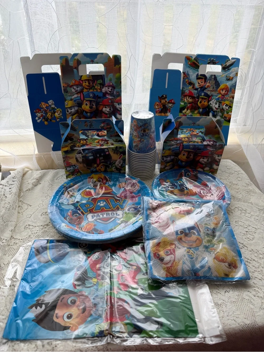 Paw Patrol Kids Blue Party Tableware Set - Plates, Cups & Favor Boxes